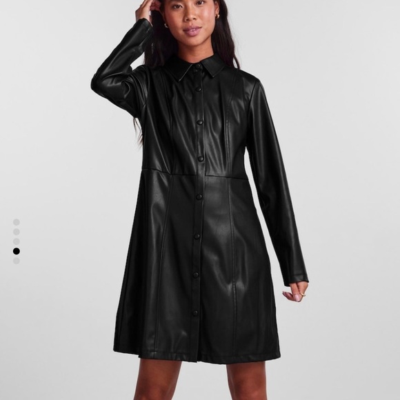 New with tags ASOS Pieces Black Faux leather dress XL - Picture 1 of 5